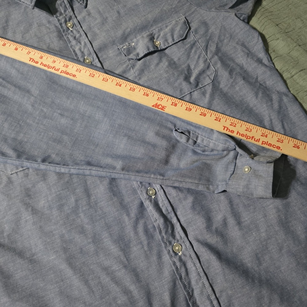 Sears‎ Fieldmaster Chambray Work Shirt Vintage Hand Painted Horse Size Large - Picture 7 of 9